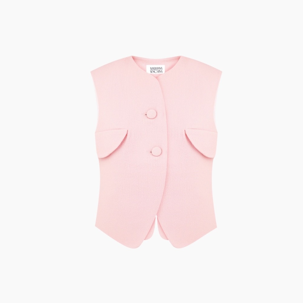 Chic Pink Vest and skirt Ensemble